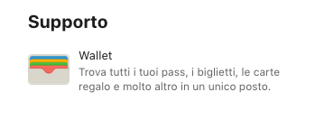 Supporto Wallet App Store