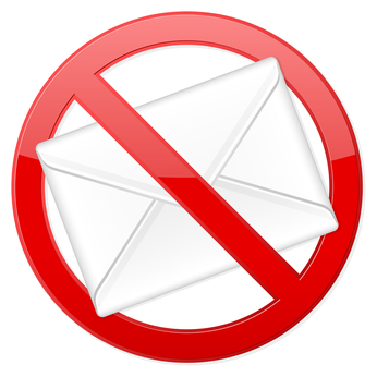 Prohibition spam sign on white background. Vector illustration.