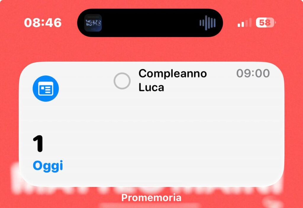 Promemoria nella home iPhone
